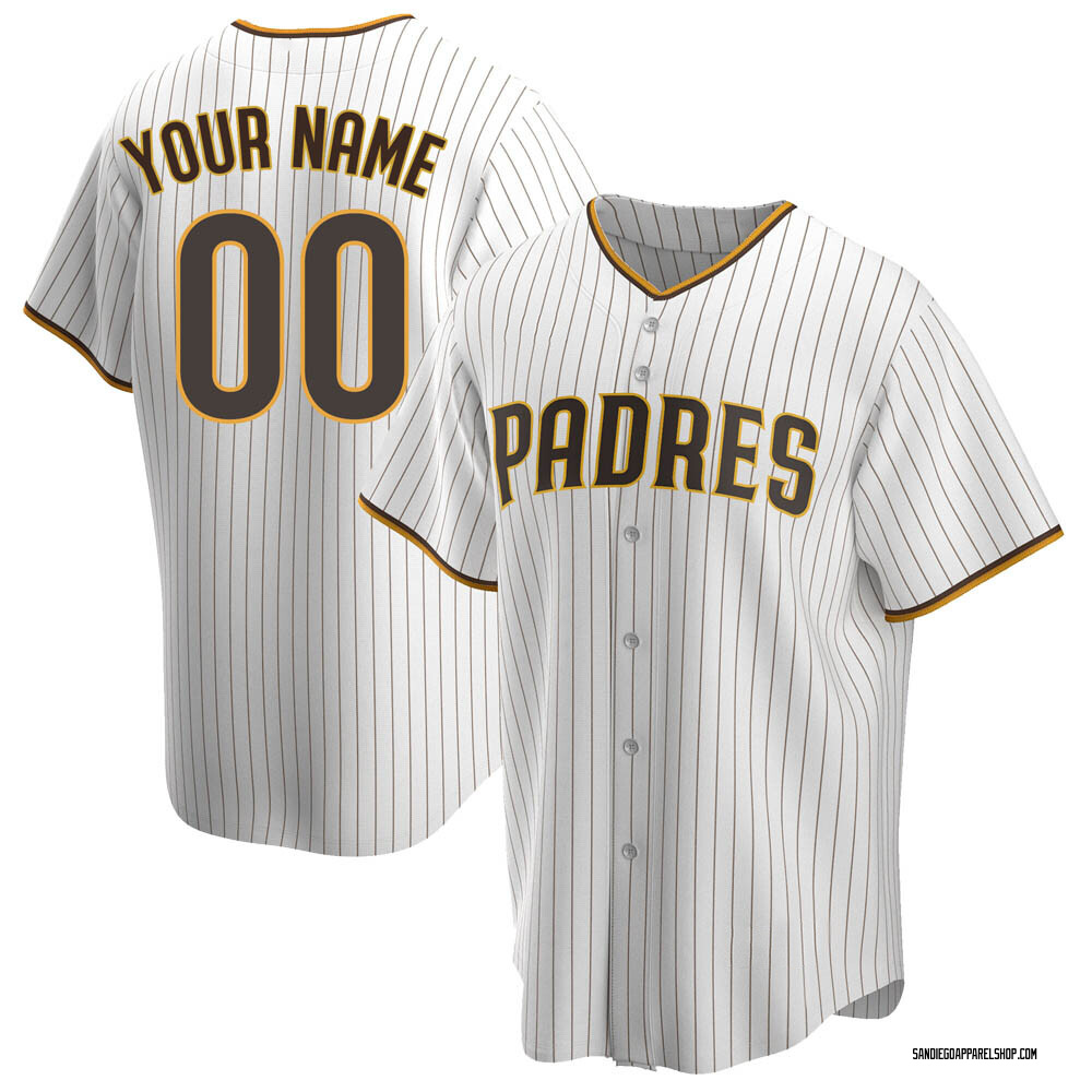 Custom Men's Replica San Diego Padres White/Brown Home Jersey - San ...